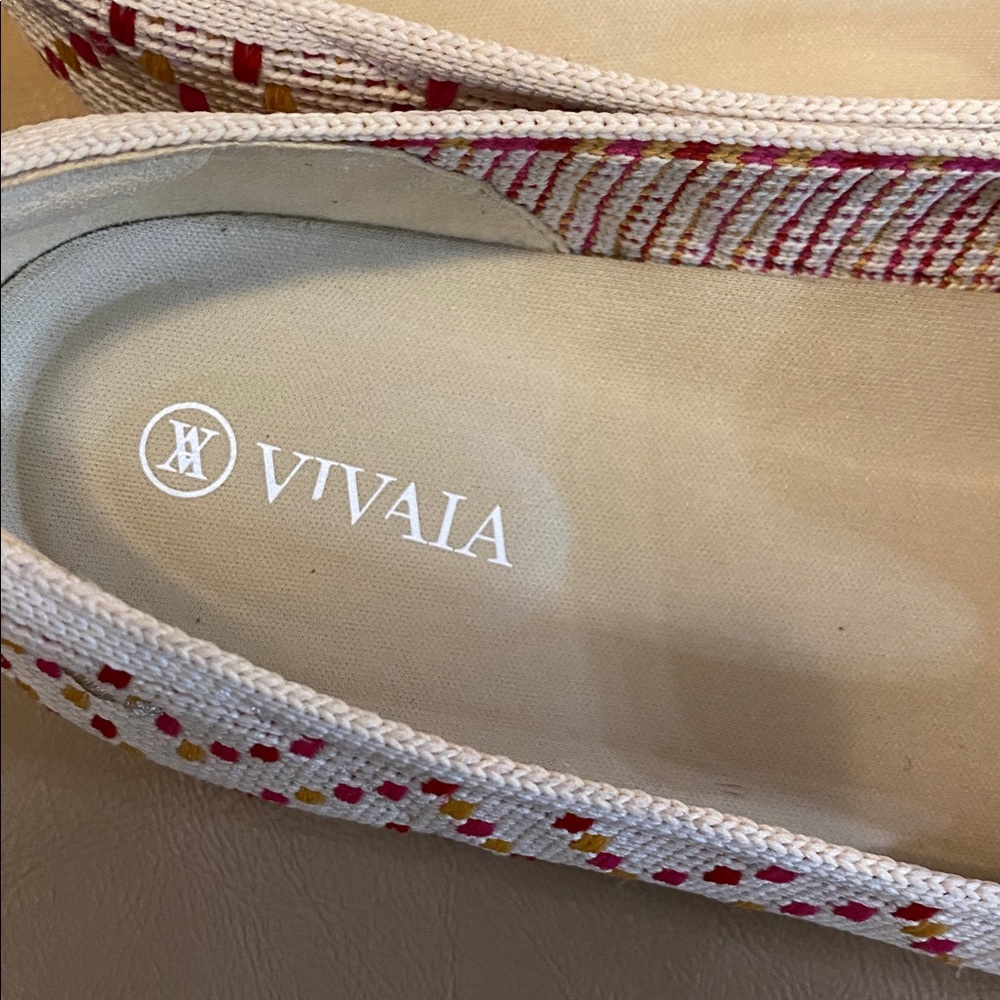 Vivaia Women's Patterned Slip-On Loafers in Cream with Pink & Yellow Accents - Picture 2 of 11